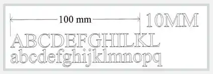 Illustration to show 10mm lettering