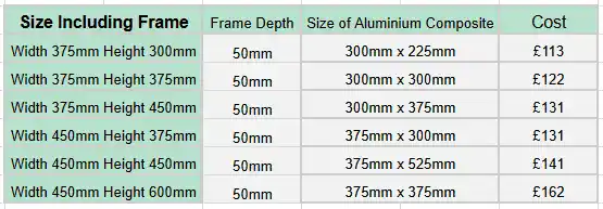 Prices for Framed Hanging Signs