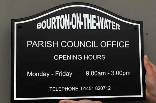 Lots of other colours are available Shaped Black and White Sign