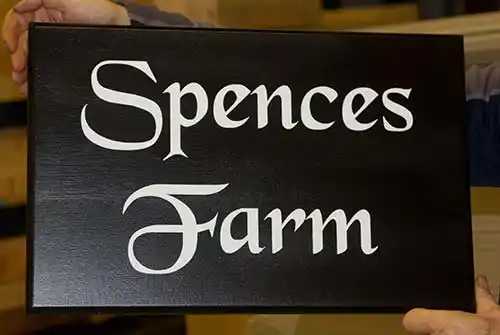 On oak sign it is often possible to see the grain of the timber. Black & White Oak Sign
