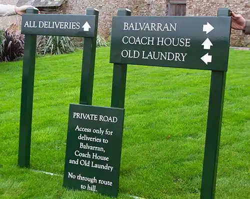 Painted signs of varios sizes in estate colours Group of Painted Signs for Estate