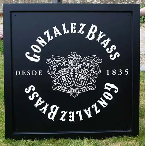 These can be single sided or double sided for hanging Black and White Framed Sign