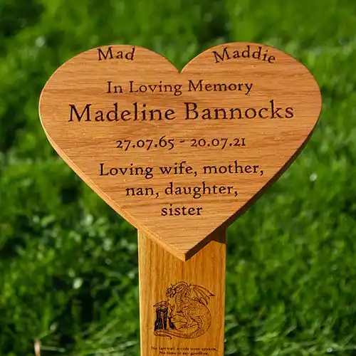 We make a large range of wooden memorials. Heart Memorial on Post