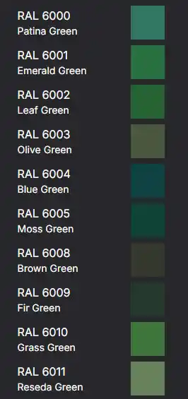 RAL Colours - Greens