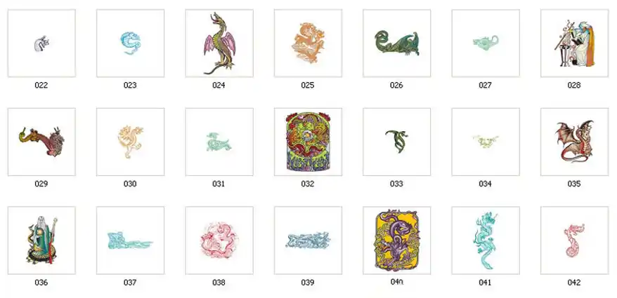 Full colour images of dragons and wizards