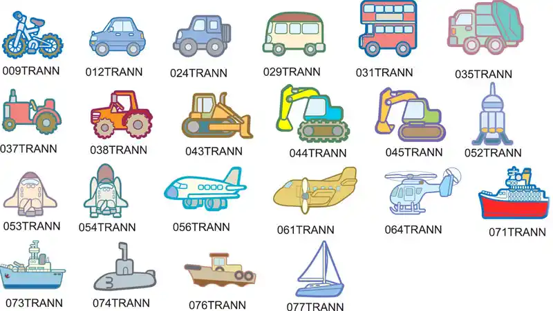 Fun childrens images for full colour printing - transport