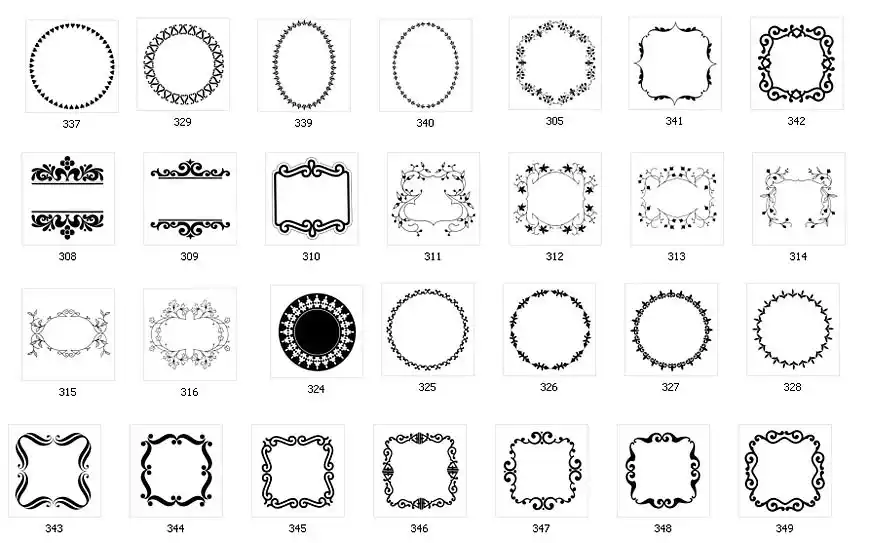 Square and round borders for signs and memorials (set 2)