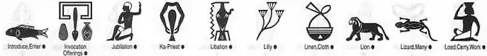 A selection of Egyptian images, heiroglyphics