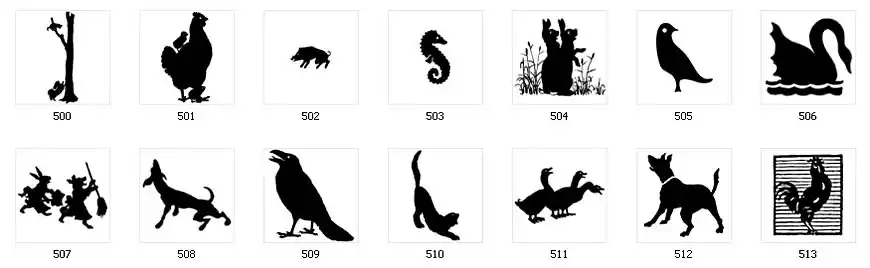 Animal silhouette images, chicken,swan, seahorse