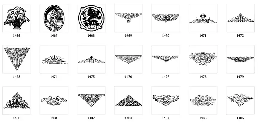 Decorative design elements, flourish, swash, swirl