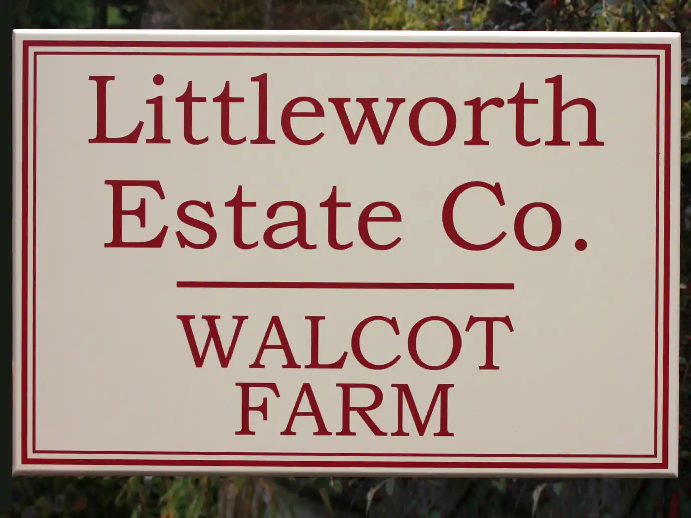 Cream sign with Farrow and Ball Rectory Red painted lettering
