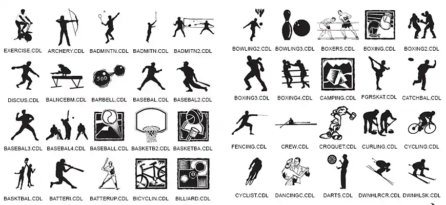 Sport images, arcxhery, badminton, basketball, boxing, cycling, dancing, darts