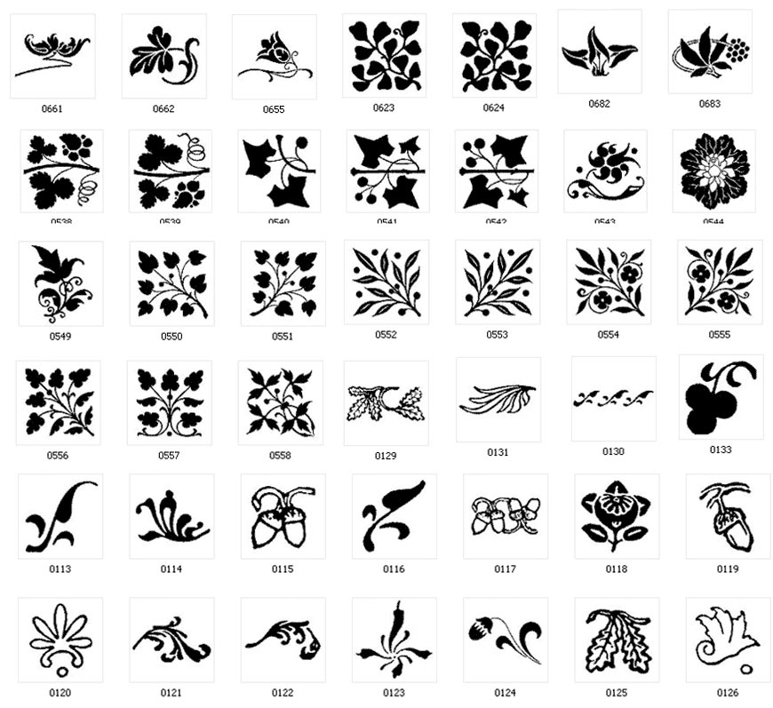 Calligraphic leaf designs