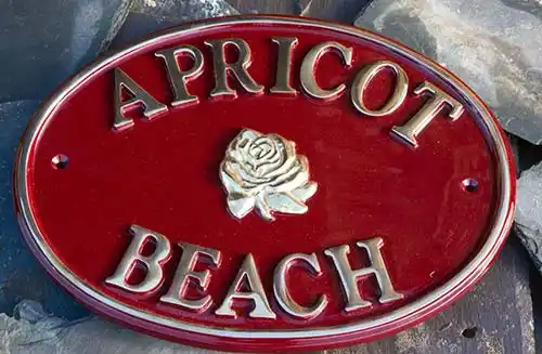 Oval Cast Brass Name Plate - Rose Motif
