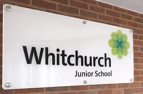 White Backed Clear Acrylic Signs