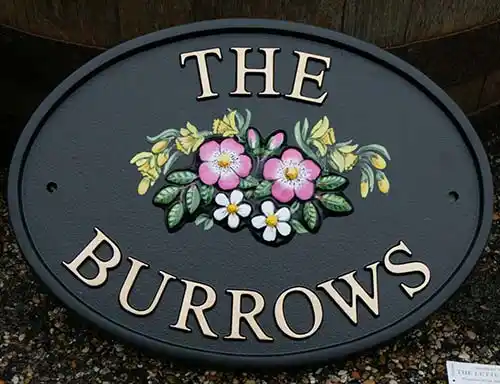 Cast Sign with Hand Painted Motif