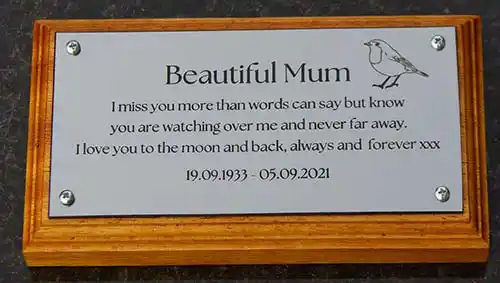Acrylic Laminate Memorial Plaque on Backing Board