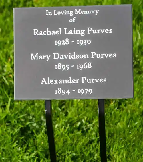 Wrought iron tree stakes available for most plaque sizes. Engraved Plaque on Wrought Iron Tree Stake