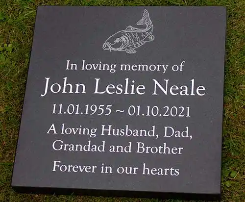 Slate Memorial With Fish Image