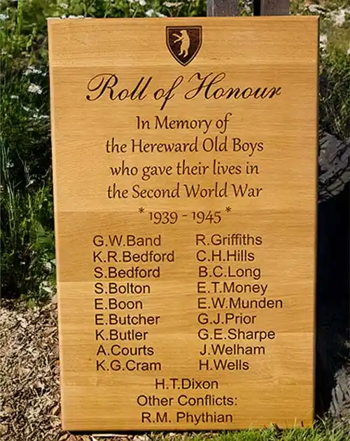 Oak Roll of Honour Board