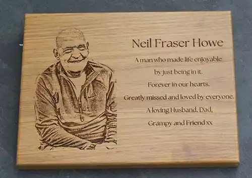 Photo laser engraved onto plaque