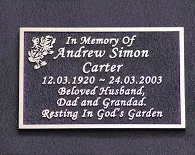 Cast Aluminium Memorial Font Italic Corsiva