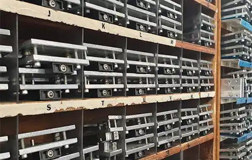 These dies are used to emboss each letter in the metal plate. The Dies