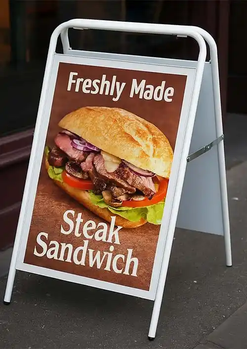 A-board poster holder without top panel