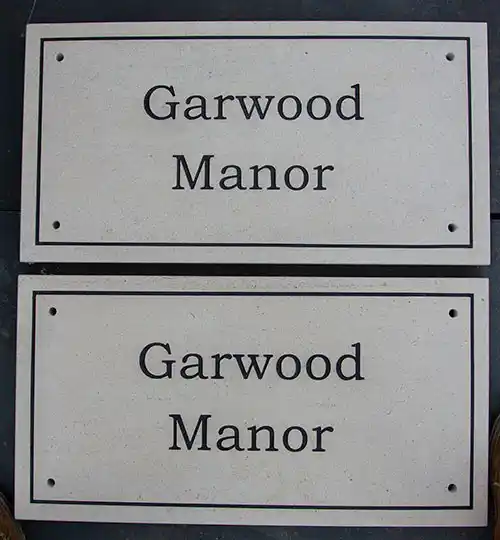 These signs included a border which finishes them well. Purbeck Stone House Signs