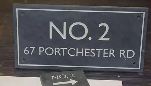 Slate address sign with slate number sign