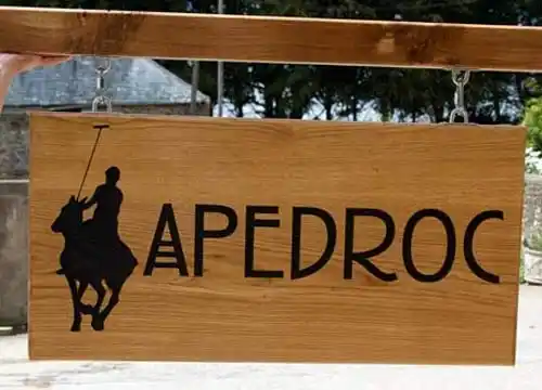 Hanging wooden estate sign with post and fittings. Wooden Estate Signage