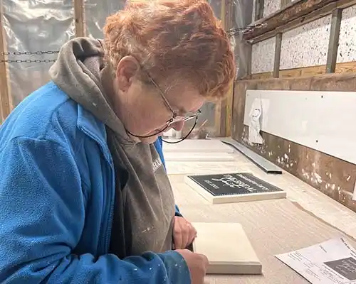 Caroline is our main stone mason Caroline Johnson