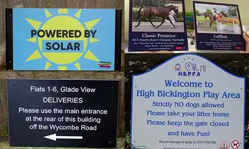 Sign boards in all shapes and sizes