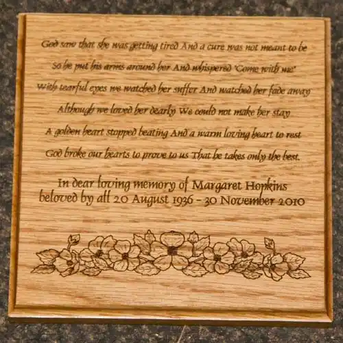 Wooden Memorial Plaque