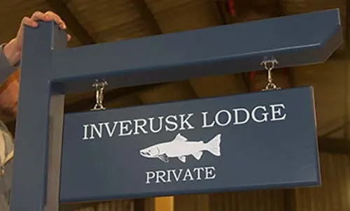 Post with arm painted the same colour as the sign - Farrow & Ball Stiff Key Blue Post with Hanging Arm