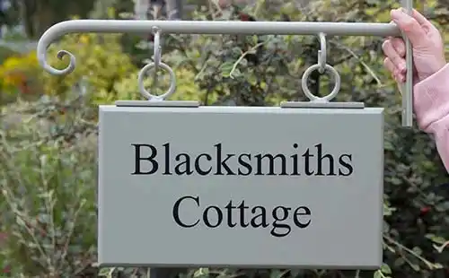 Hanging House Sign in Painted Hardwood