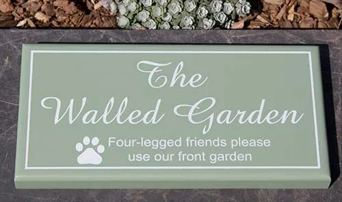 Painted sign in the colour lichen Painted Hardwood Sign