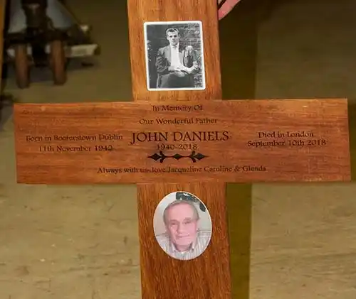 Porcelain Plaques on Wooden Cross