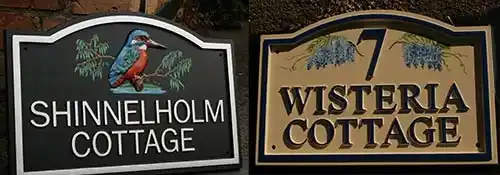 House Signs With Hand Painted Motifs