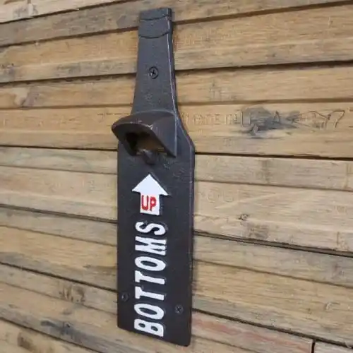 Cast Iron and a great gift Idea. ?£12.50 Bottoms Up Bottle Opener.