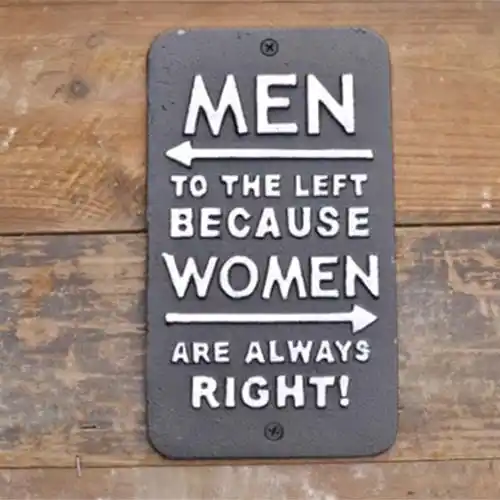 Cast Iron Gift Plaque ?£13.75 Men to the left because women are always right