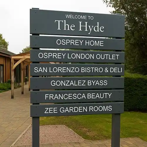 Front fixed ladder sign with removable panels. Painted Ladder Sign