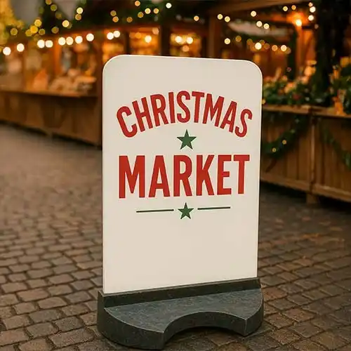 A simple cut vinyl design Pavement Sign with Solid Base