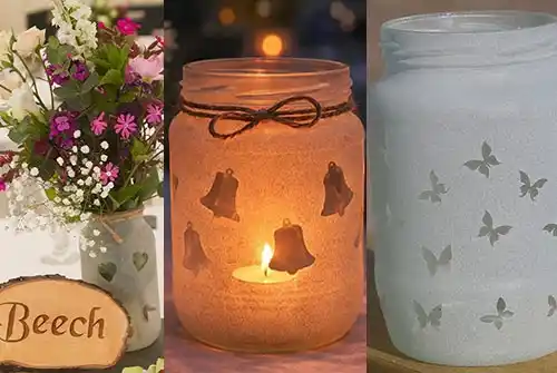 Sand Blasted Glass Jars
