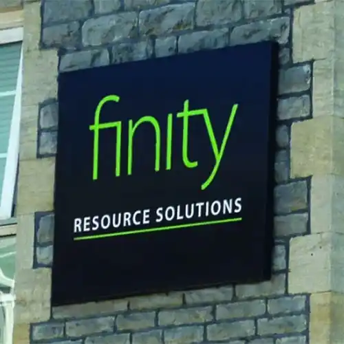 Aluminium tray sign showing concealed wall fixing Black Tray Sign
